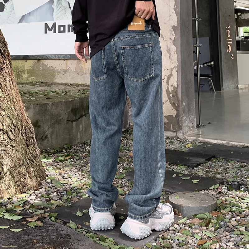 New Niche Design Petal Embroidered Jeans For Men Trendy Brand Wide Leg Loose And Versatile Casual Pants