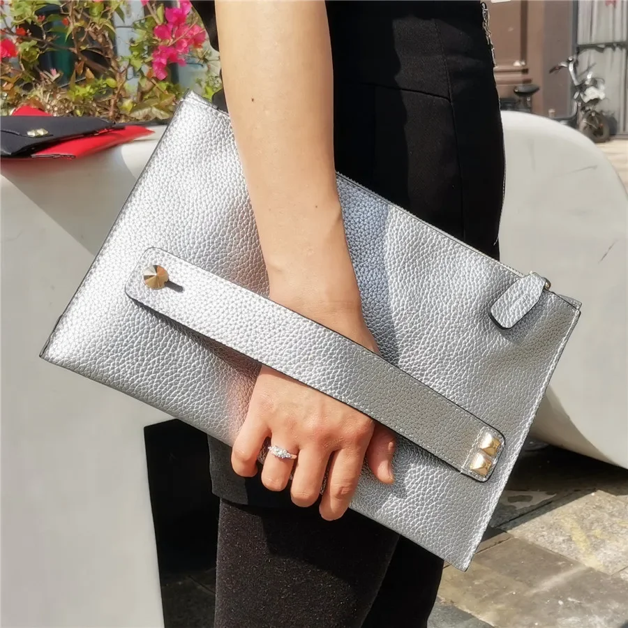 Women PU Leather Handbags Day Clutches Bags Designer Ladies Envelope Evening Party Bags 2022 new lady Clutch purse silver bolsas