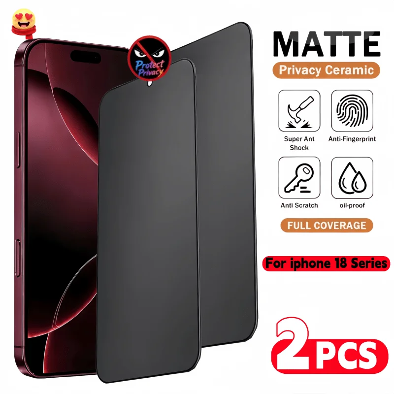 2pcs Set of Tempered Glass Privacy Screen Protectors,for Iphone 18 Pro Max/17/16/15/14/13/12/11, Frosted Material, 9H Hardness