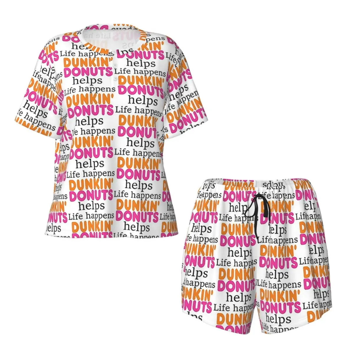 Life Happens... Dunkin Donuts Helps Round Neck Short Sleeves Nightdress for Sleeping Sleepshirts Women Soft