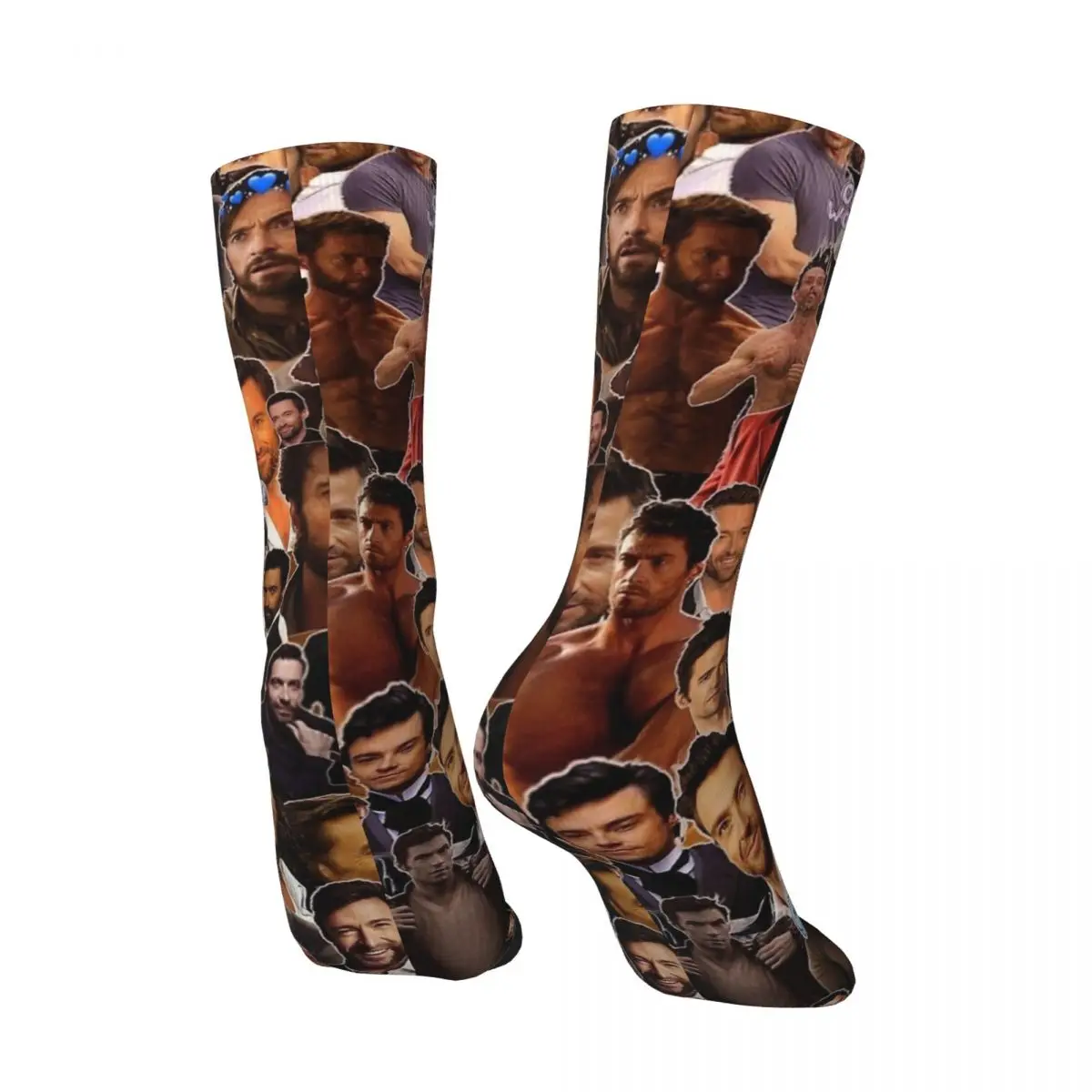 Adults Men Socks Hugh Jackman Photo Australian Actor Stockings Winter Funny Medium Soft Socks Outdoor Sports Anti Slip Socks