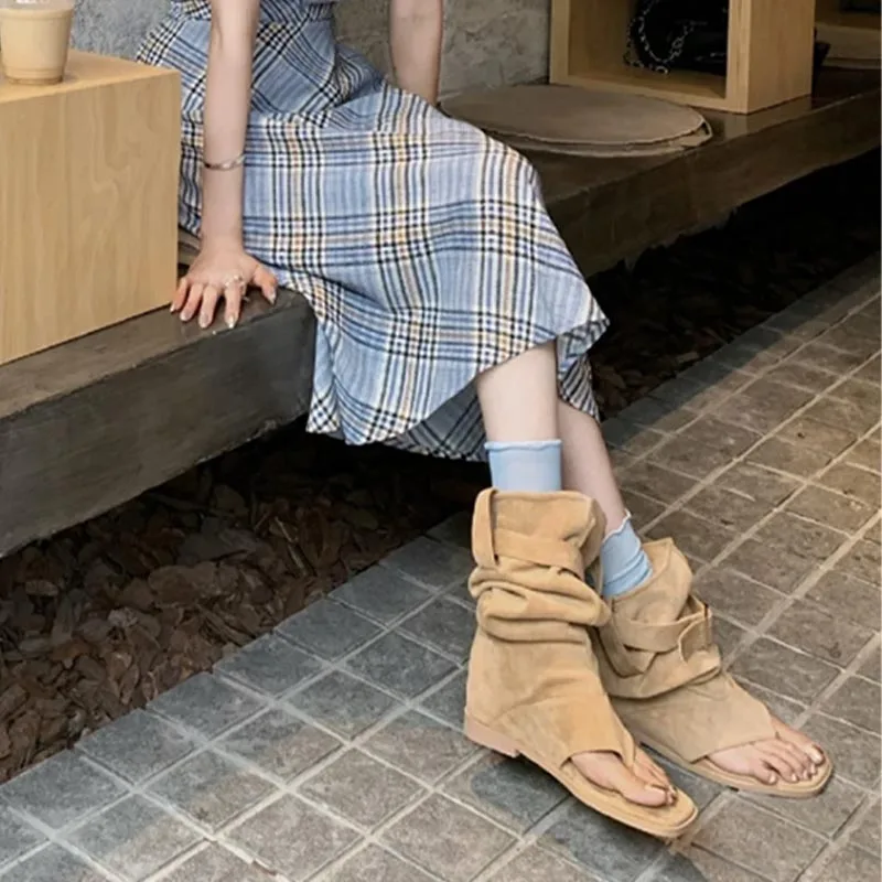 Women Flip Flops Cool Boots Summer Sandals Shoes Clip Toe Beach Bohemian Trend Flats 2024 Rome Retro Open Toe Zapatos Maillard