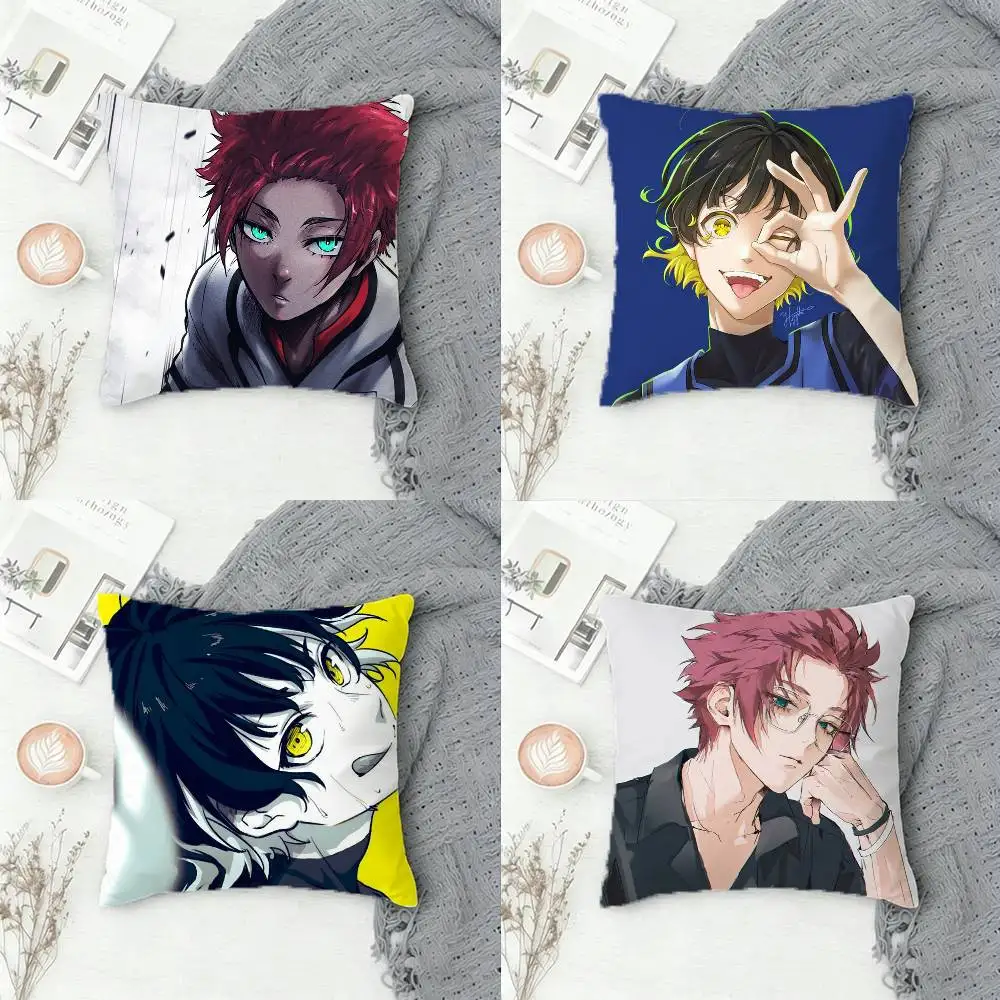 

B-Blue Lock-k Double-sided Printed Square Pillow Cover Decorative Cushion Cover for Sofa Bedroom Bedside