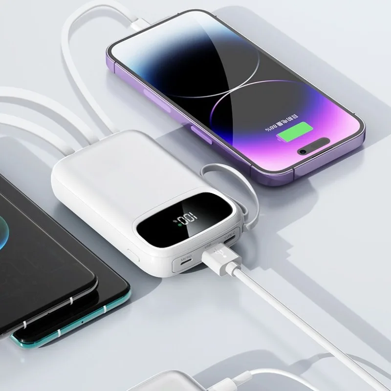 باور بانك 120 وات 10000 مللي أمبير في الساعة 20000 مللي أمبير في الساعة مدمج قابل للسحب USB-C وكابل لايتنينج لهاتف آيفون 16 سامسونج S25 Xiaomi 3C شهادة