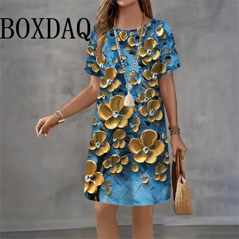 

Модное платье с 3D-принтом бабочки, женское летнее повседневное мини-платье с коротким рукавом и круглым вырезом, большие размеры до 3XL, женское платье-сарафан