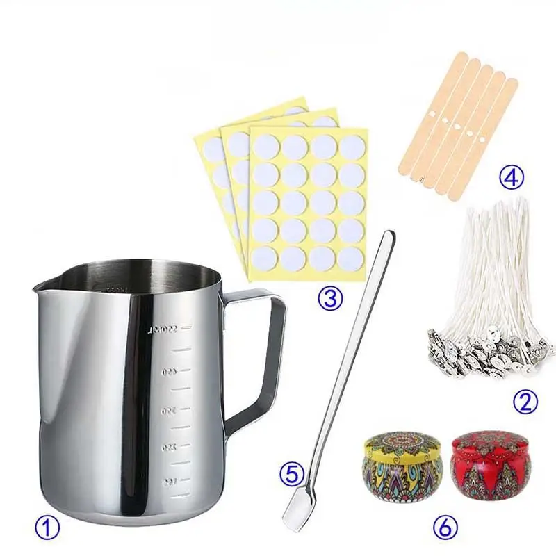 

Complete DIY Candle Kit Aromatic Candles Making Tool Set Sticker Stainless Steel Wax Melting Pot Candle Making Supplies Set