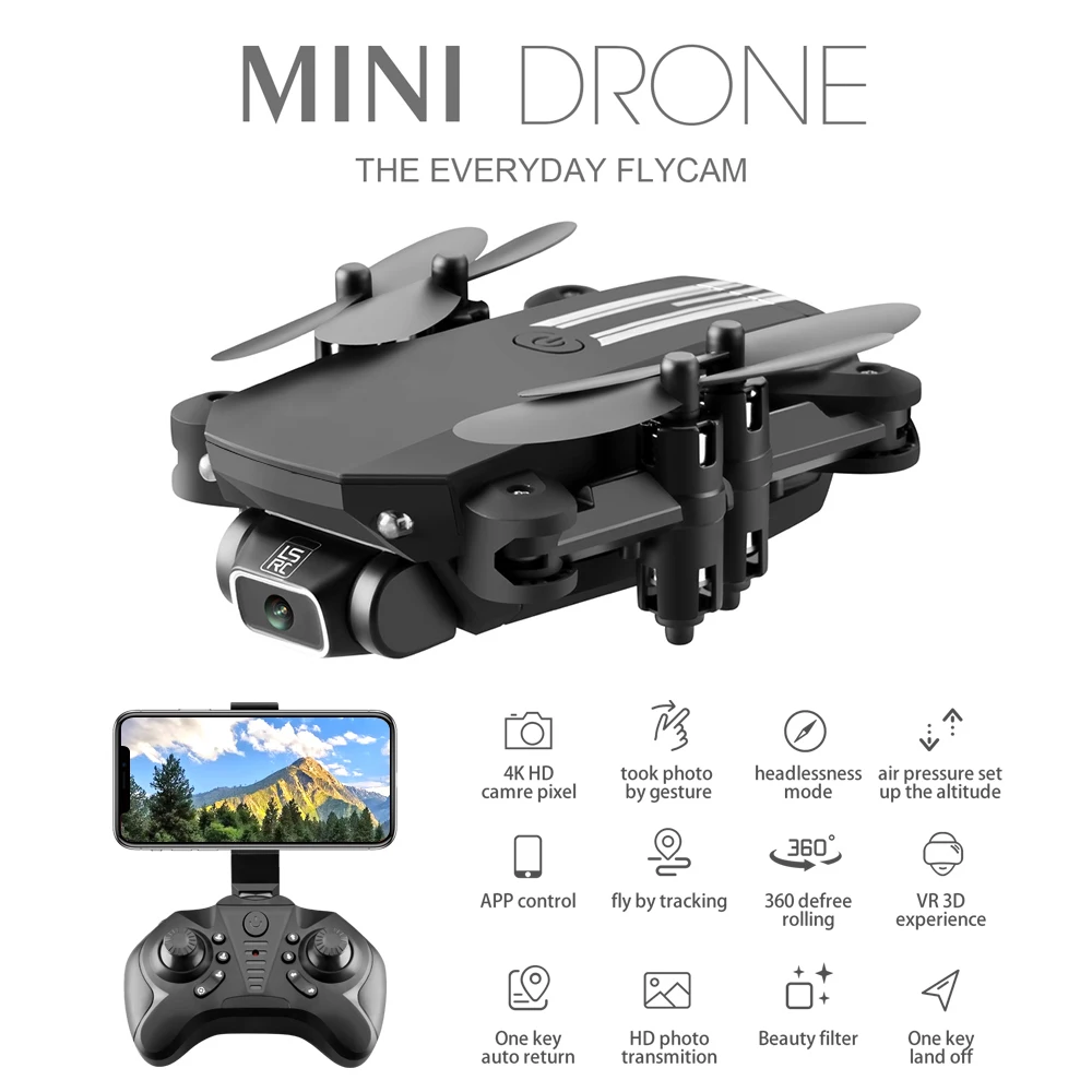 

EBORUI LS-MIN RC Drone 2.4Ghz WiFi FPV 4K HD Camera Follow me Gesture photo Altitude hold foldable RC Quadcopter Drone Toy