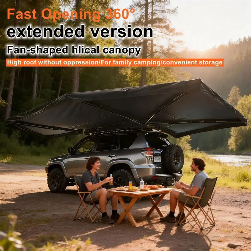 

360 Degree Car Awning Full Circle Instant Pop up Sunshade Universal Fit for SUV Waterproof Car Side Tent 2.5M