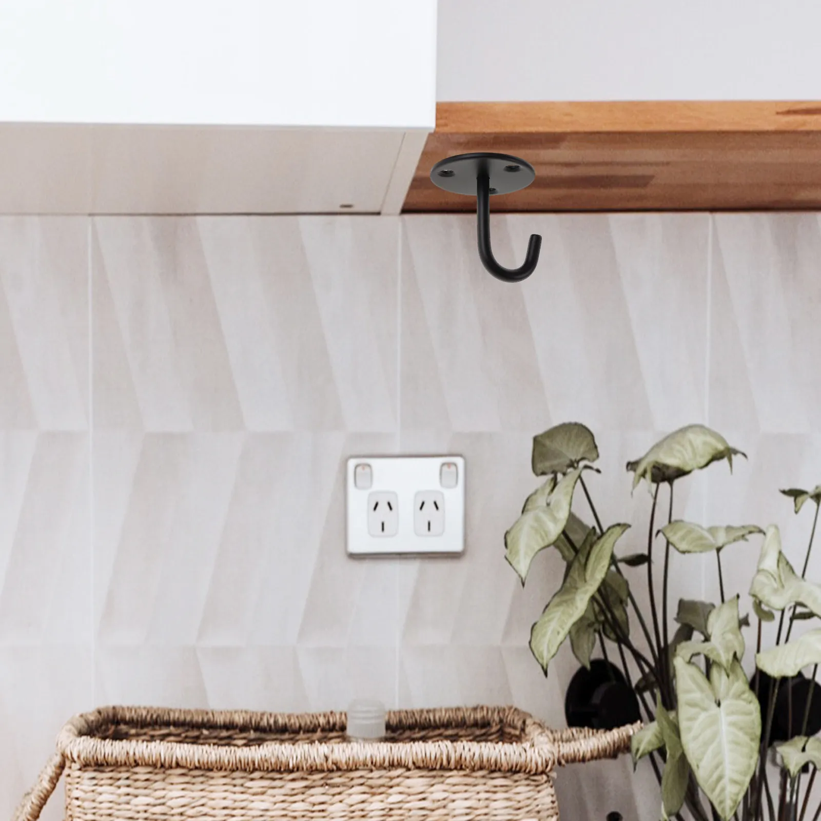 Black Stainless Steel Ceiling Hook Heavy Duty Hanging Hook for Home Office Plant Basket Bathroom Decoration Reliable Ceiling