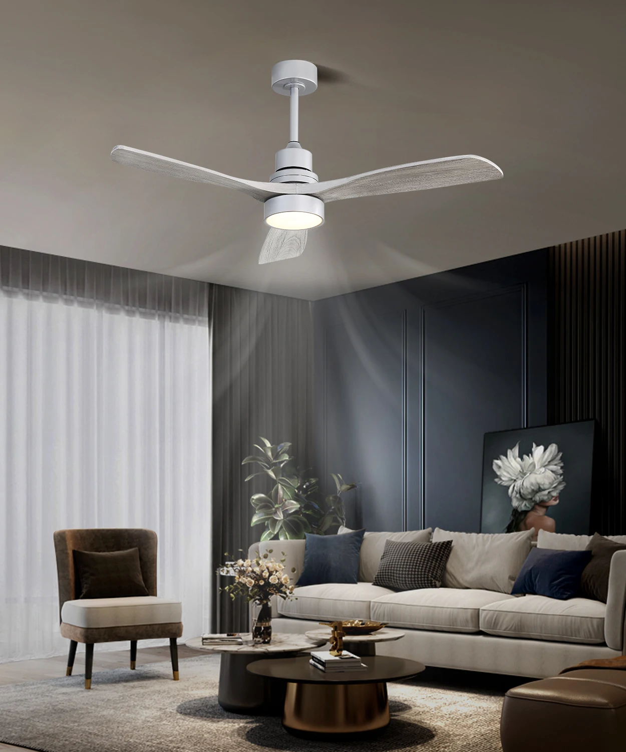 Sofucor 52-inch DC Ceiling Fans With Remote Control Simple Ceiling Fan With Adjustable Light and Silent Wind Home Fan