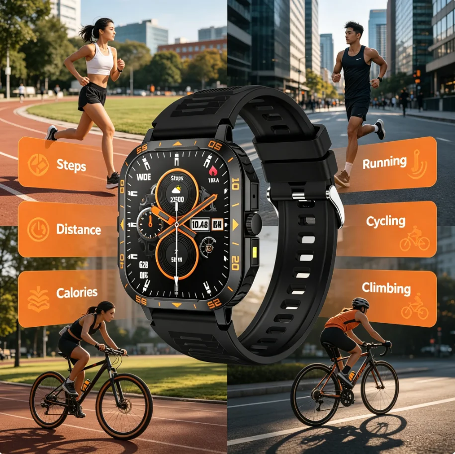 New Smart Watch Suitable for Men/Women, Outdoor LED Light, Supports Wireless Calls/Messages, Multiple Sports Modes, Camera Remote And Fitness Tracking, Compatible with Iphone And Android Systems, USB Charging, Smart Connectivity, Modern Style
