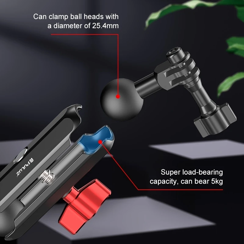 PULUZ Motorcycle Metal Magic Arm Rod Adjustable Bracket For Gopro DJI Insta360 Action Camera Mount Handlebar Crab Clamp Holder