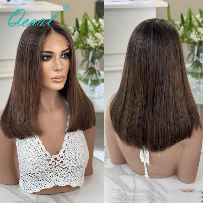 

Silky Straight Shoulder Short Bob Wig Light Brown Lace Fronts Wigs Human Hair HD Ombre Glueless Lace Frontal Real Wig Sale Qearl