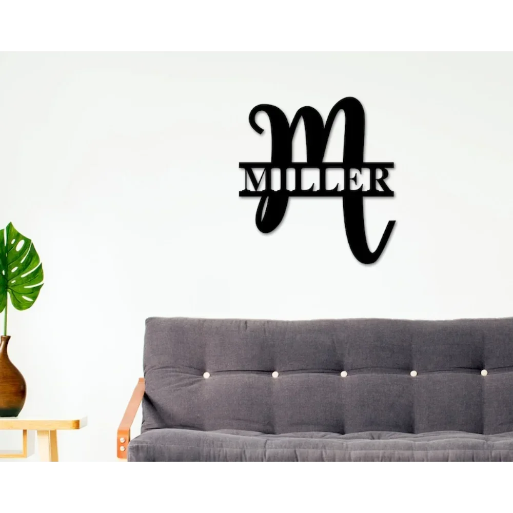 

Personalized Metal Wall Art of Family Name Monogram. A Coveted Housewarming Present, Adding Style To Modern Home Furnishings.