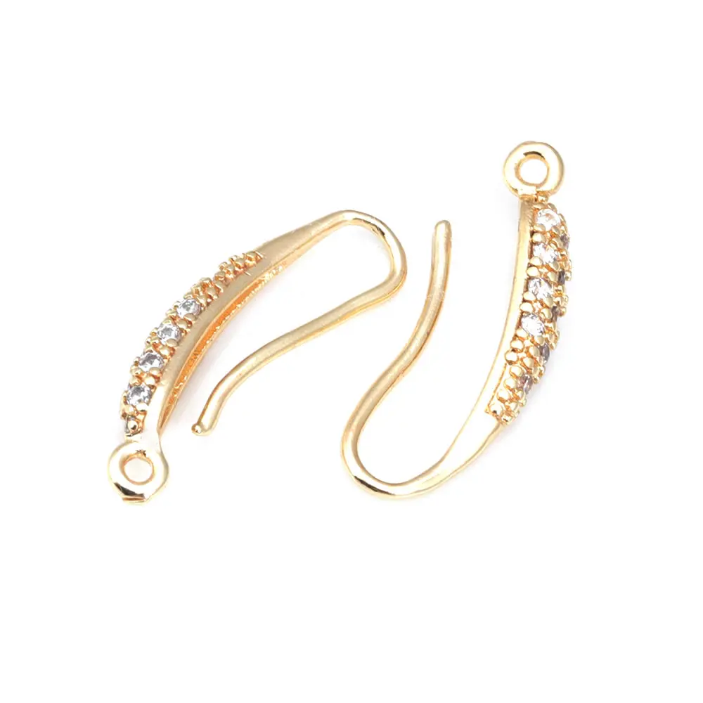 6PCS High Quality 18K Gold Color Brass with Zircon Earrings Hook Diy Jewelry Making Supplies Earrings Accessories for Women