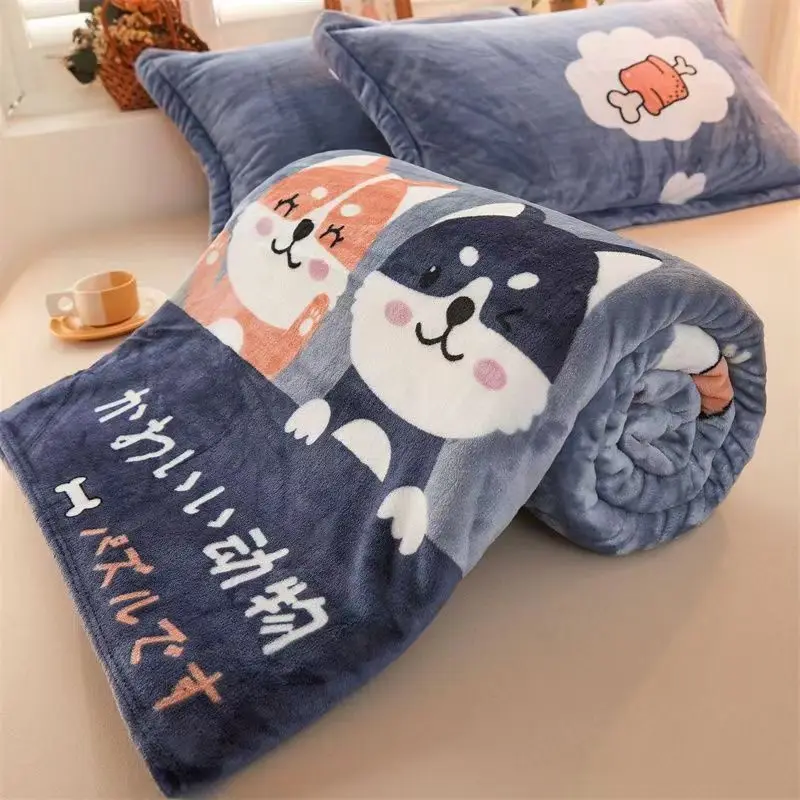 Autumn and Winter Flannel Blanket, Bed Sheet Dual-Use - Warm and Thick Single and Double Sleeping Blanket, All Seasons