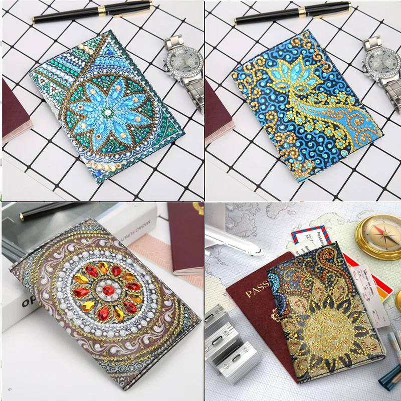 Creative DIY Diamond Painting Passport Book Case Handmade Gift Mandala Flower Butterfly Passport Cover Diamond Embroidery