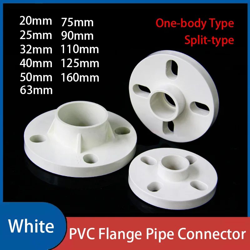1PC PVC Flange Connector Plastic Water Pipe Equal Quick Joints Garden Irrigation Fittings Fittings Slip Socket Flanges 20~160mm