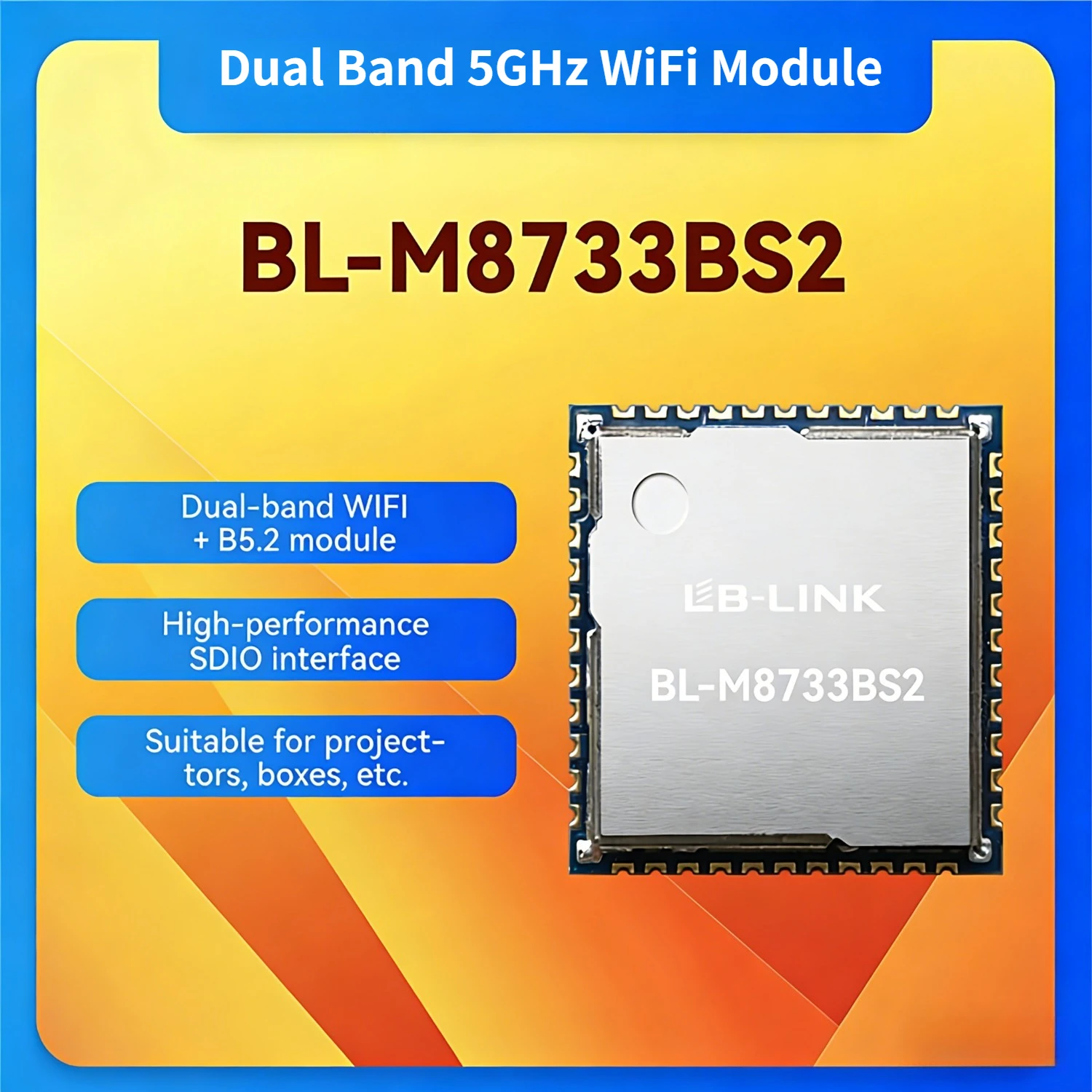 

Модуль Wi-Fi Realtek RTL8733BS BL-M8733BS2, двухдиапазонный 5 ГГц, BT5.2, с функцией дублирования экрана, SDIO для IoT и POS-систем