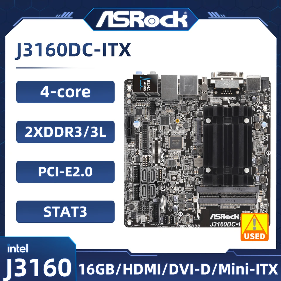 ASRock (アスロック) J3160DC-ITXマザーボード+DDR3メモリ ASRock > J3160DC-ITX