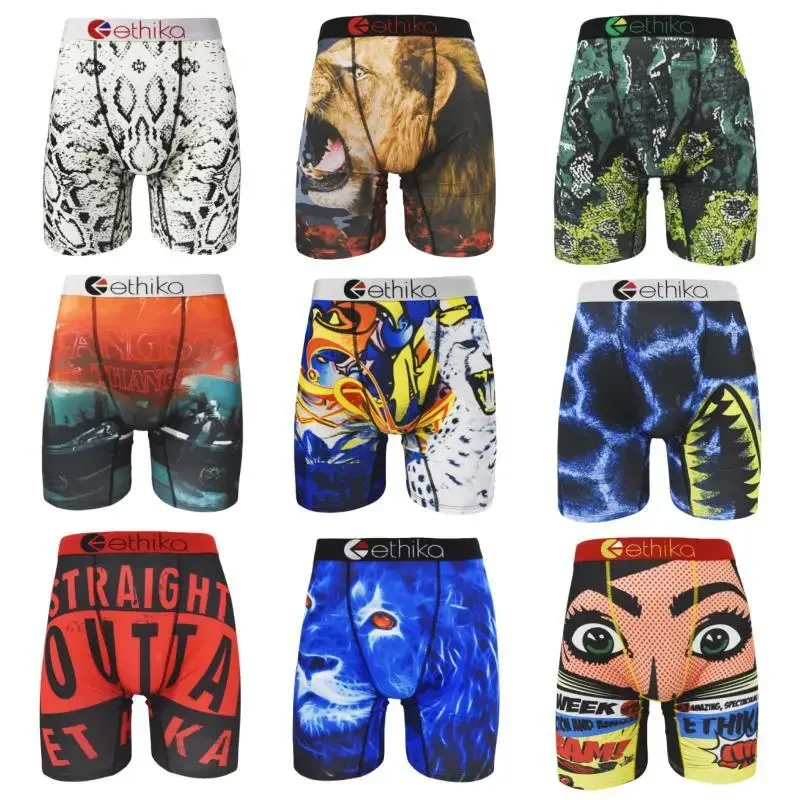 ETHIKA Men's Underwear Sexy Print Boxer Cueca Man Lingerie Men Panties Boxershorts Boxerbriefs Boxers Briefs Plus Size S-XXXL