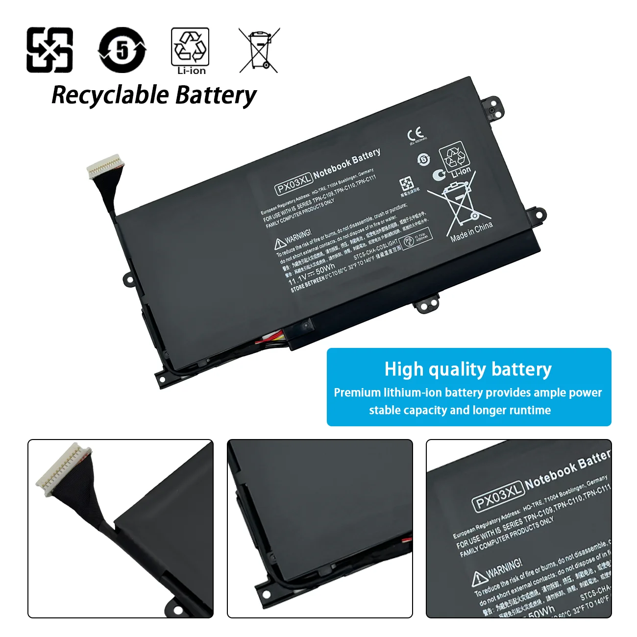 New PX03XL Laptop Battery For HP Envy M6 M6-1101sg M6-1105DX M6-1188CA M6-K M6-N010DX M6-k025dx TPN-C109 C110 C111 HSTNN-IB4P