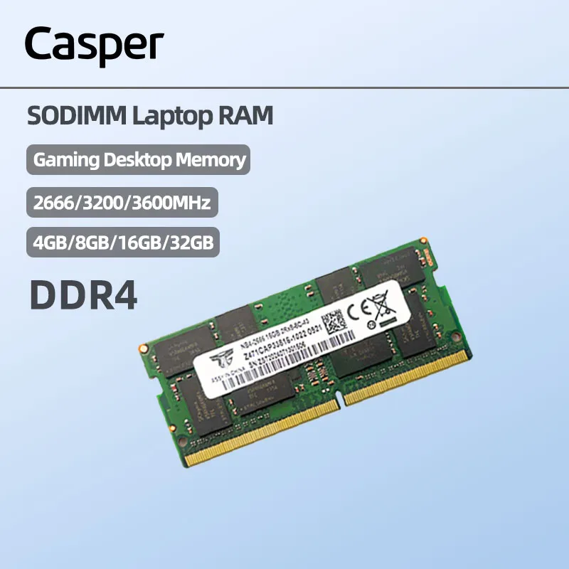 Casper Laptop Computer DDR4 Memory Module RAM 4/8/16/32GB 2666/3200/3600MHz Office Designer Software Operating Stability (Green)