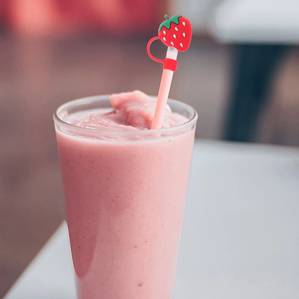 

6pcs Covers Silicone Reusable Straw Caps Cute Cartoon Straw Tip Covers Plugs Tumbler Drinking Protection Accessories