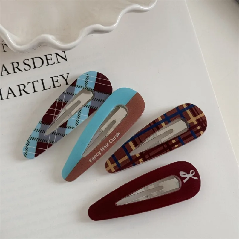 Mint chocolate plaid water drop hairpin cute girl versatile BB clip side bangs clip hair accessories new - Detail 1