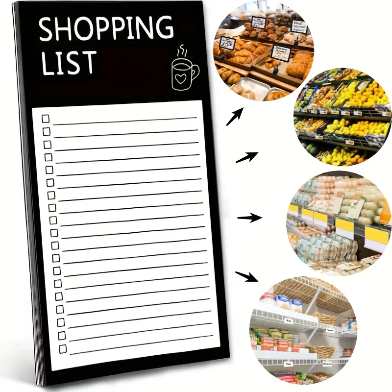 5PCS Magnetic Shopping List Board: Magnetic Notebook and Refrigerator Pen Holder (Excluding Pen) To-do List, Memo, Pen Slot