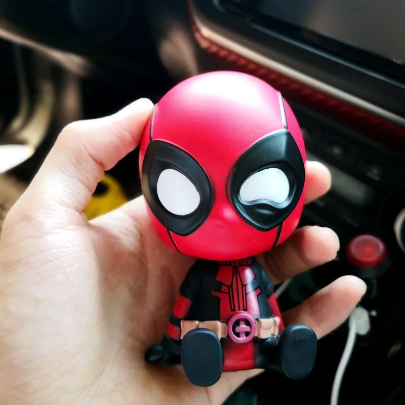 12cm Die Avengers Super Heros Deadpool Bobble Kopf Puppen PVC Action Figur Spielzeug Modell Puppe Geschenke Auto Dekoration