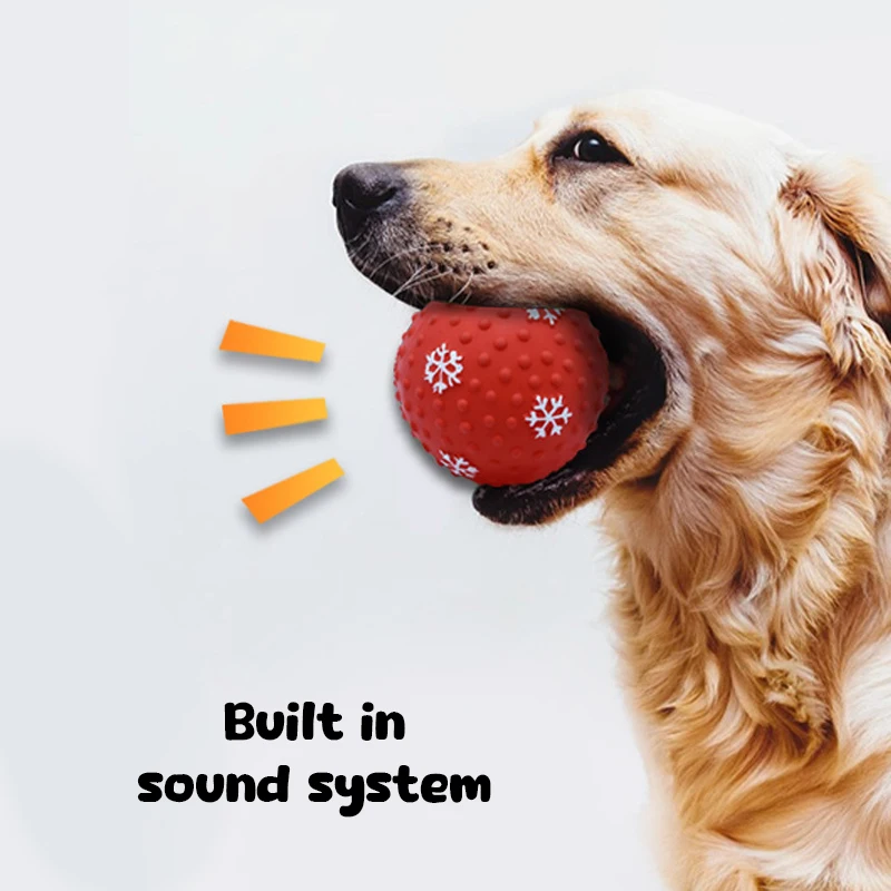 คริสต์มาสของเล่นสุนัข Squeaky Chewing Balls รูปแบบเกล็ดหิมะ Xmas Stab Ball ทําความสะอาดฟันของเล่นสัตว์เลี้ยง High Bounce Balls
