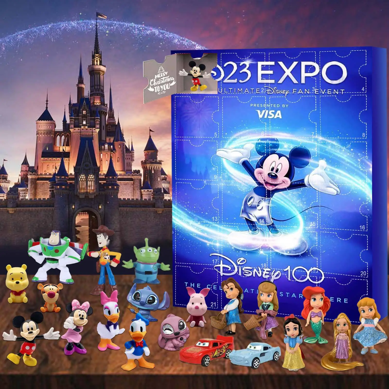 2024 Stitch Navidad Calendario de Adviento Juguetes Mickey Minnie Juguetes figura de Adviento Juguetes para niños regalos de Navidad dar a los niños