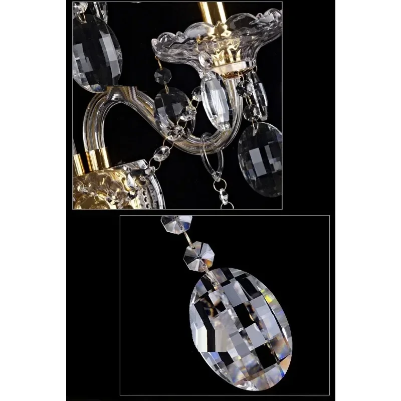 أزياء فاخرة غرفة نوم السرير ضوء شمعة مزدوجة رئيس كريستال الجدار مصباح