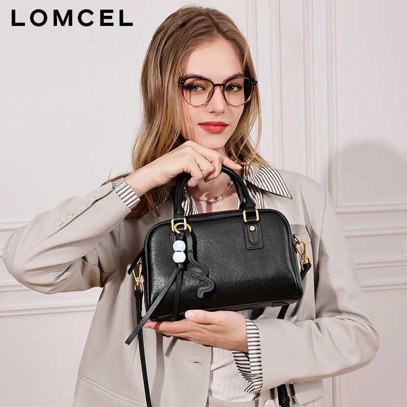 LOMCEL 601crossbody leather handbag for women, suitable for daily use. Boston-style bag made of high-quality top-grain vegetable