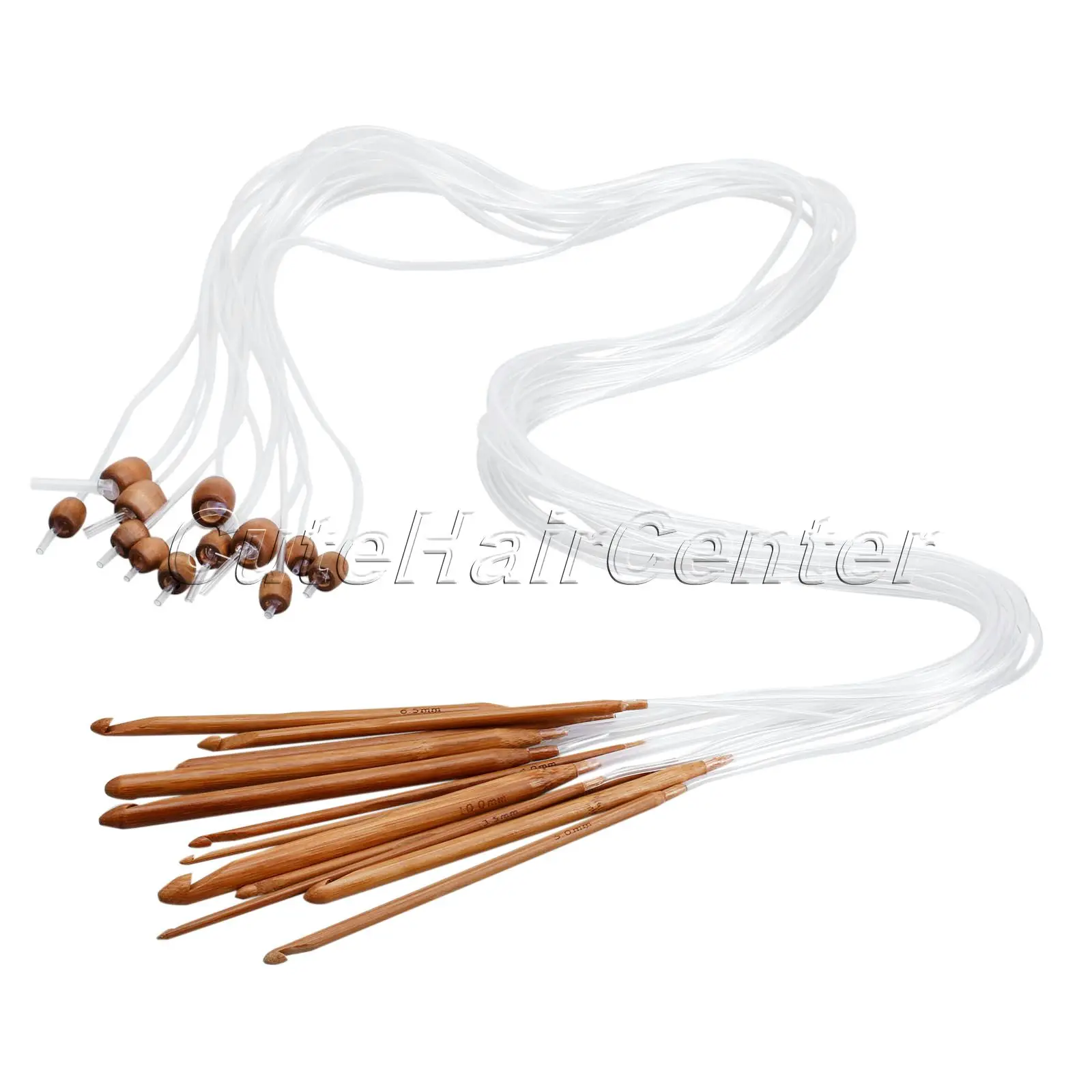 12pcs/kit uncinetti 1. Aghi per tubi morbidi in bambù carbonizzato afgano con perline di legno 1.2m strumento per maglieria a trama lunga 3mm-10mm