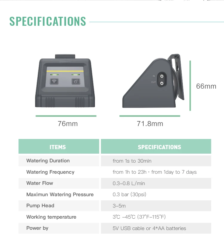 HIMOJO-WiFi Inteligente Tuya Interior Flor Rega Bomba Kit Tubo, Registro de Água Automático, Controle Remoto Temporizador, Irrigação Jardim, Novo