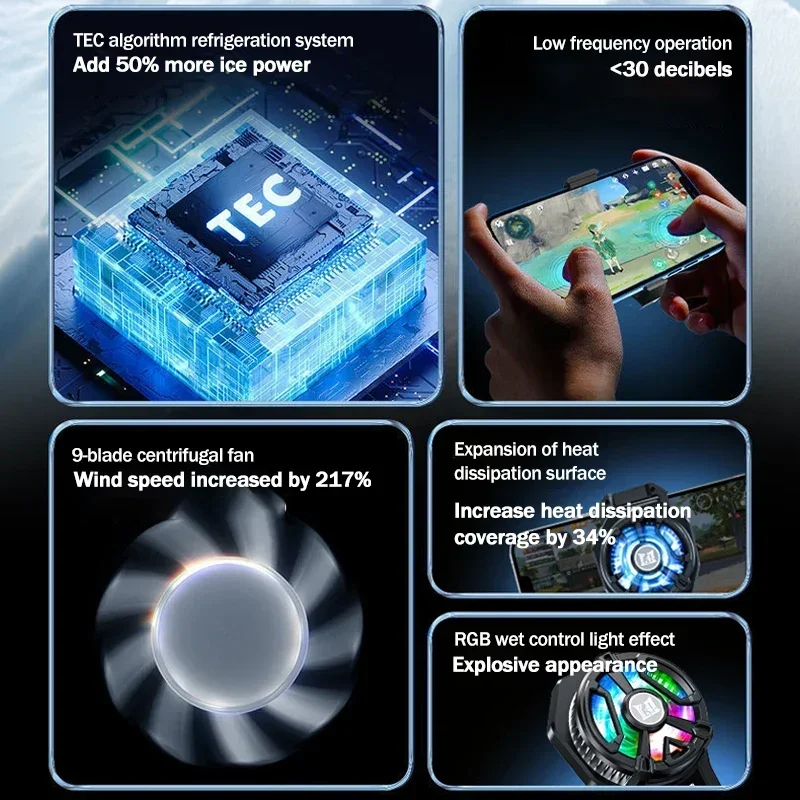 N7 Mobile Phone Cooler Semiconductor Back Clip Cooling Radiator for IOS Android PUBG Digital Display Cool Heat Sink Universal