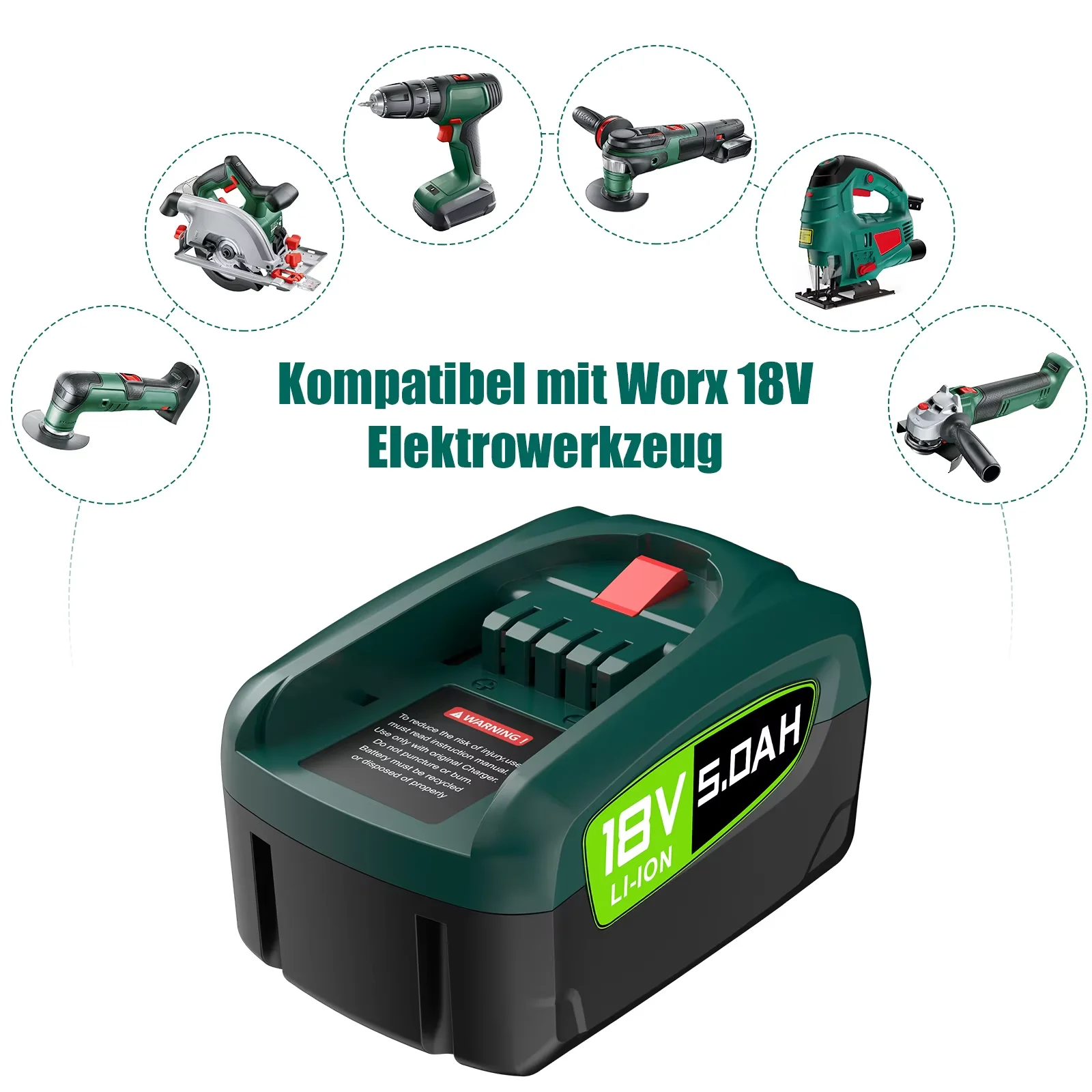 5000mAh Ersatzakku für Bosch PBA 18V, Kompatibel mit Bosch Home & Garden PBA PSB PSR 18 V Elektrowerkzeugen, Wiederaufladbarer Akku – Detail 3