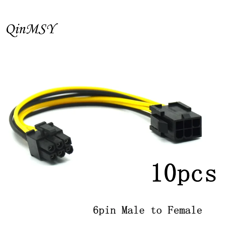 

10pcs 6-Pin Mini PCI-E Male to PCI-E Express Female Power Extension Cable Adapter Cord Wire 6pins 20cm