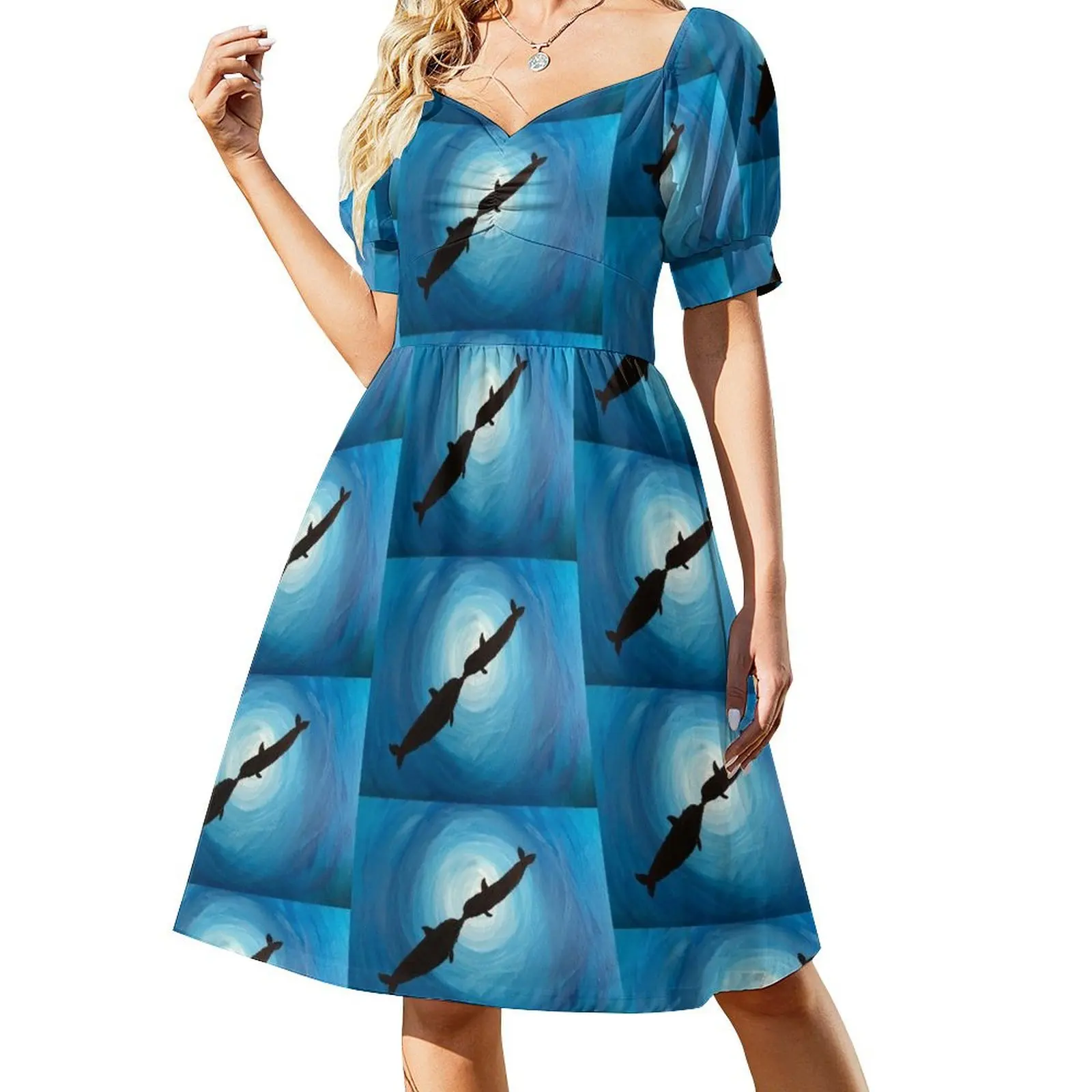 

Kissy Whissy Dolphins Short-Sleeved Dress Woman dresses Summer women's clothing chic and elegant woman dress birthday dress