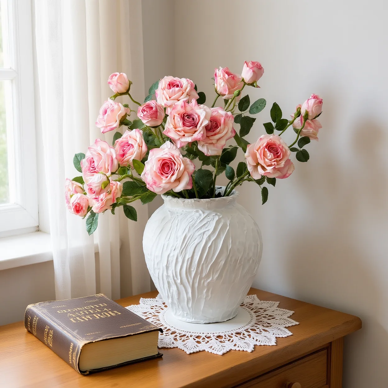 Faux Silk Roses Bendable 3 Heads Rose Stem Fake Roses Delicate Artificial Flower For Dining Room Living Room Wedding Arrangement