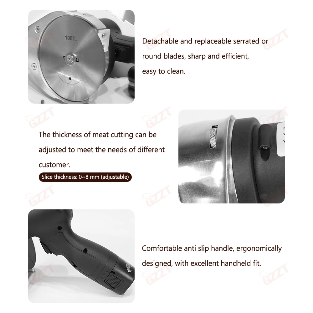 GZZT เครื่องตัดเนื้อไร้สายแบตเตอรี่เครื่องตัดเนื้อย่างแบบใช้มือถือ |   มีดหั่น Shawarma และ Doner เครื่องมือตัดที่มีประสิทธิภาพ