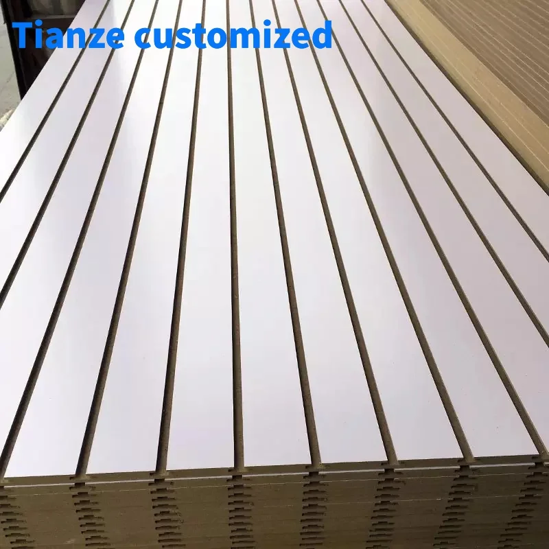 （customized）Factory Direct Sale 4x8ft Groove High Density Mdf Board Melamine Slatwall Aluminum Slatwall Inserts Aluminum Sla