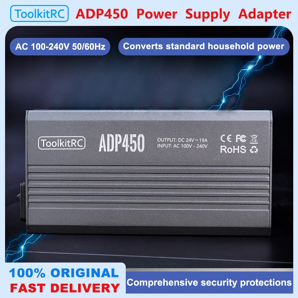 

ToolkitRC ADP450 Адаптер питания 450 Вт XT60 выход 24 В 19 А вход переменного тока 100 В-240 В для ToolkitRC M8D M6D M8P M9 зарядное устройство