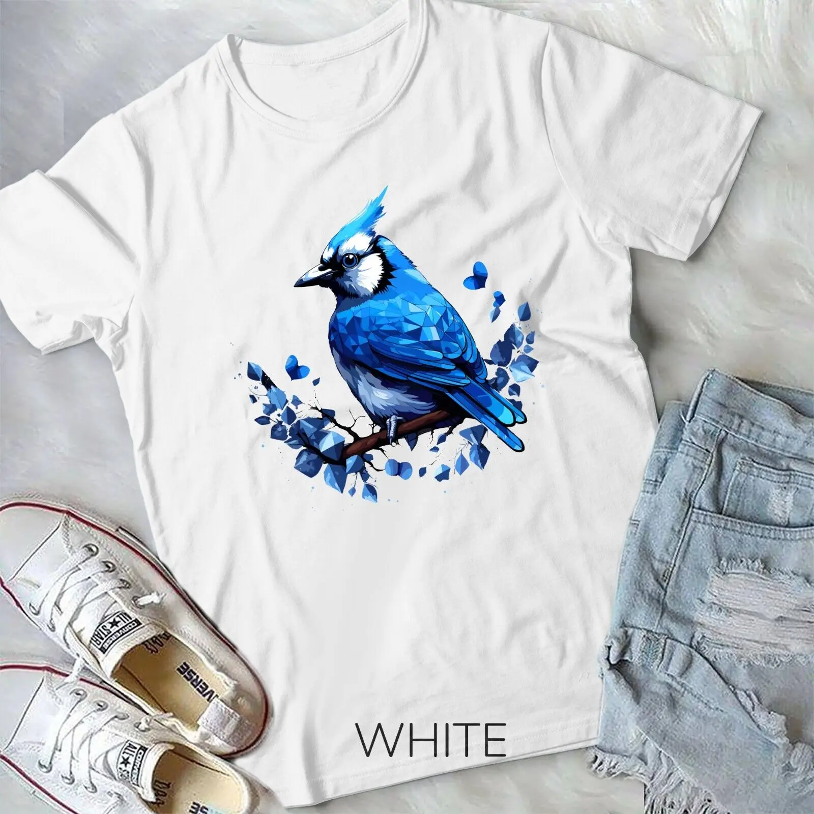 Blue Jay Geometric Patten Art,Cute Blue Jay Bird Lover Tee Unisex T-shirt