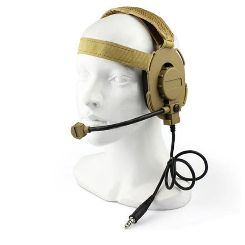 Tactical Shooting Headset, Airsoft Combat Headphone, Uso com PTT, Proteção de ouvido, Caça Fones De Ouvido