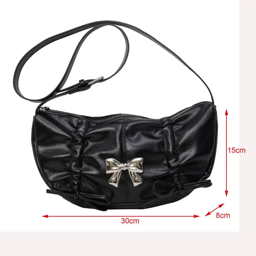 Casual Bowknot Women Shoulder Bag PU Leather Solid Color Underarm Bags Large Capacity Commuting Bag