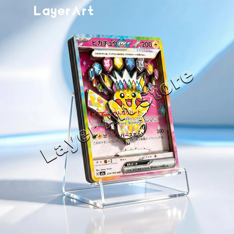 3D Pokemon Layered Card Pikachu EX Cards Collectible Multi-layer 3D Effect Handmade DIY Toys