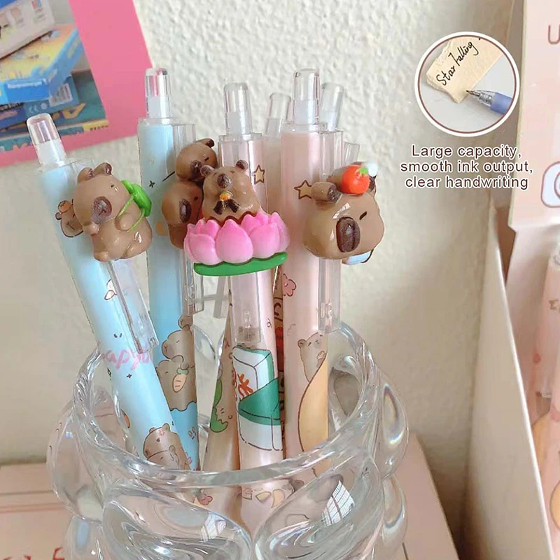 Capivara Cartoon Gel Pen, Kawaii, Bonito Estudante Papelaria, Patch Pressionando, Canetas Neutras, Material Escolar e de Escritório, Presente, Moda, 1Pc